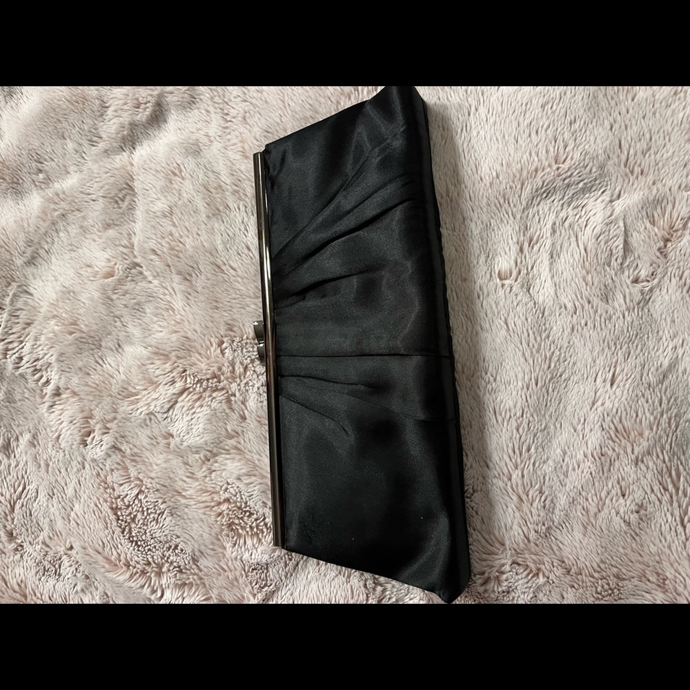 Black satin clutch